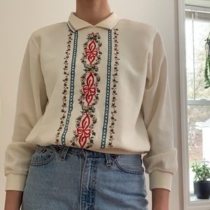 Vintage Cream embroidered Alfred Dunner Sweater